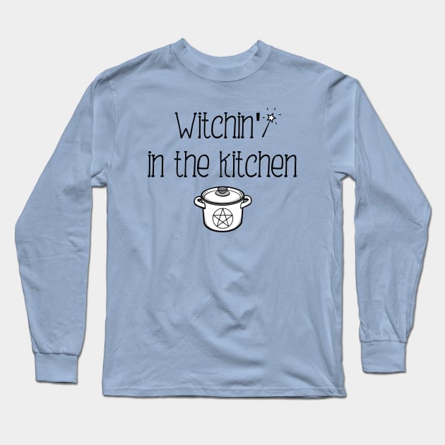 Kitchen Witch Gift Witchcraft Pentacle Cauldron Design Long Sleeve T-Shirt by InnerMagic